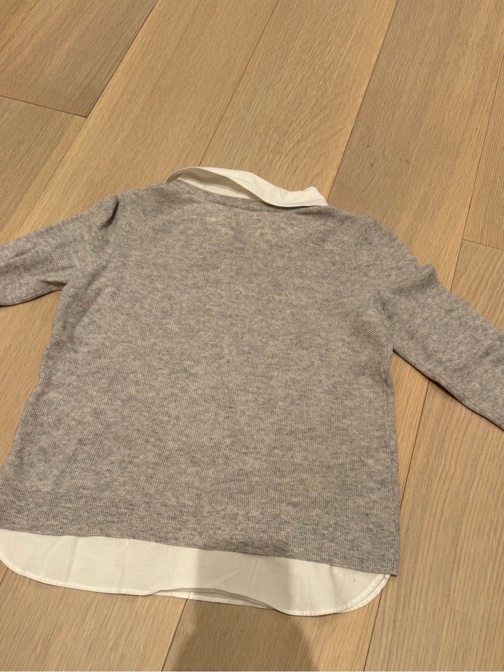 Joie Grey Sweater with White Collar & Hem - Picture 7 of 11
